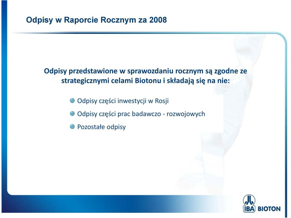 nanie: strategicznymi celami Biotonu i składają się na nie: Odpisy