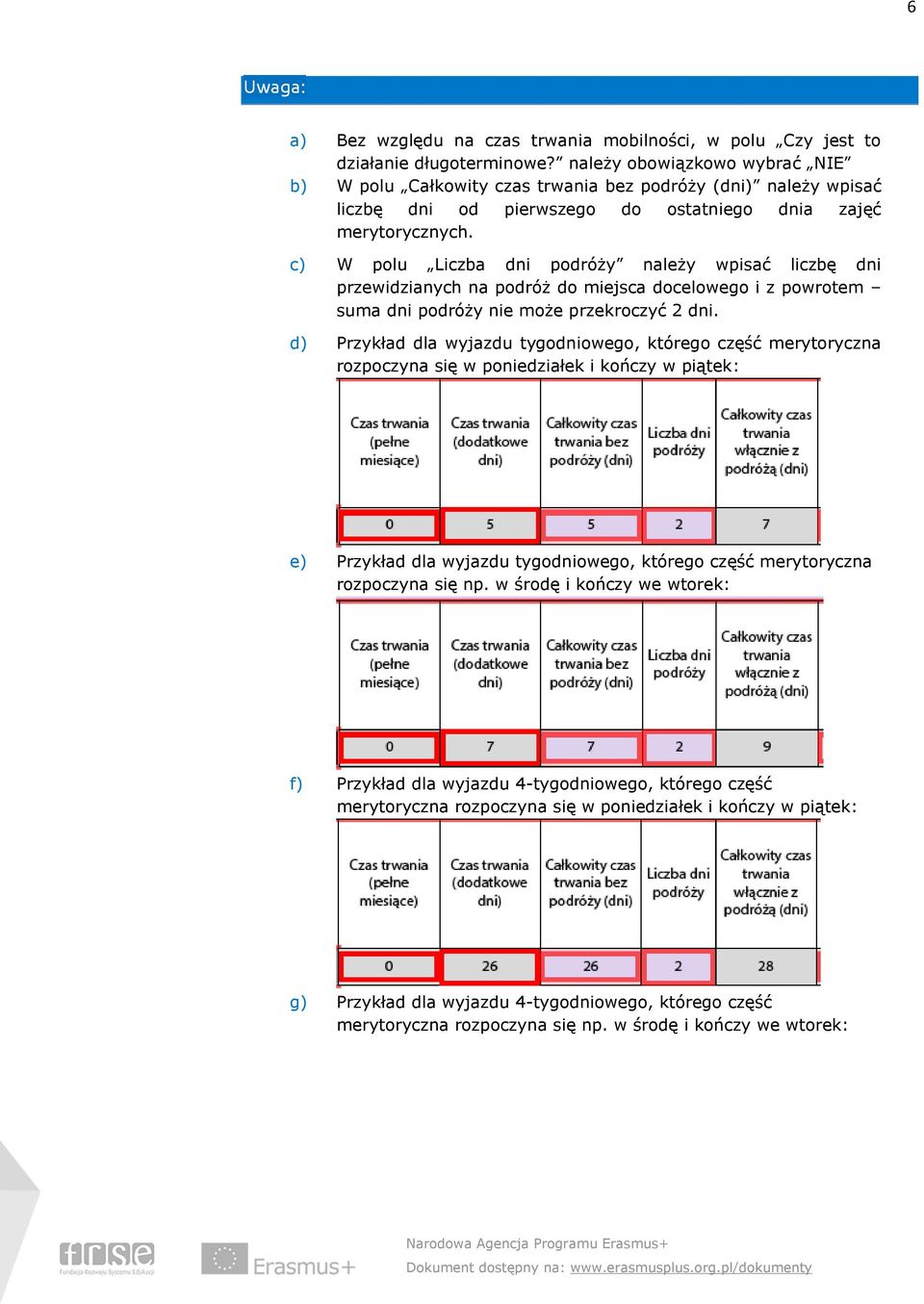 c) W polu Liczba dni podróży należy wpisać liczbę dni przewidzianych na podróż do miejsca docelowego i z powrotem suma dni podróży nie może przekroczyć 2 dni.