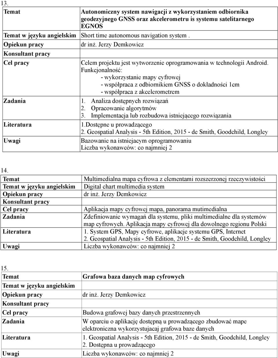 Funkcjonalność: - wykorzystanie mapy cyfrowej - współpraca z odbiornikiem GNSS o dokładności 1cm - współpraca z akcelerometrem 1. Analiza dostępnych rozwiązań 2. Opracowanie algorytmów 3.