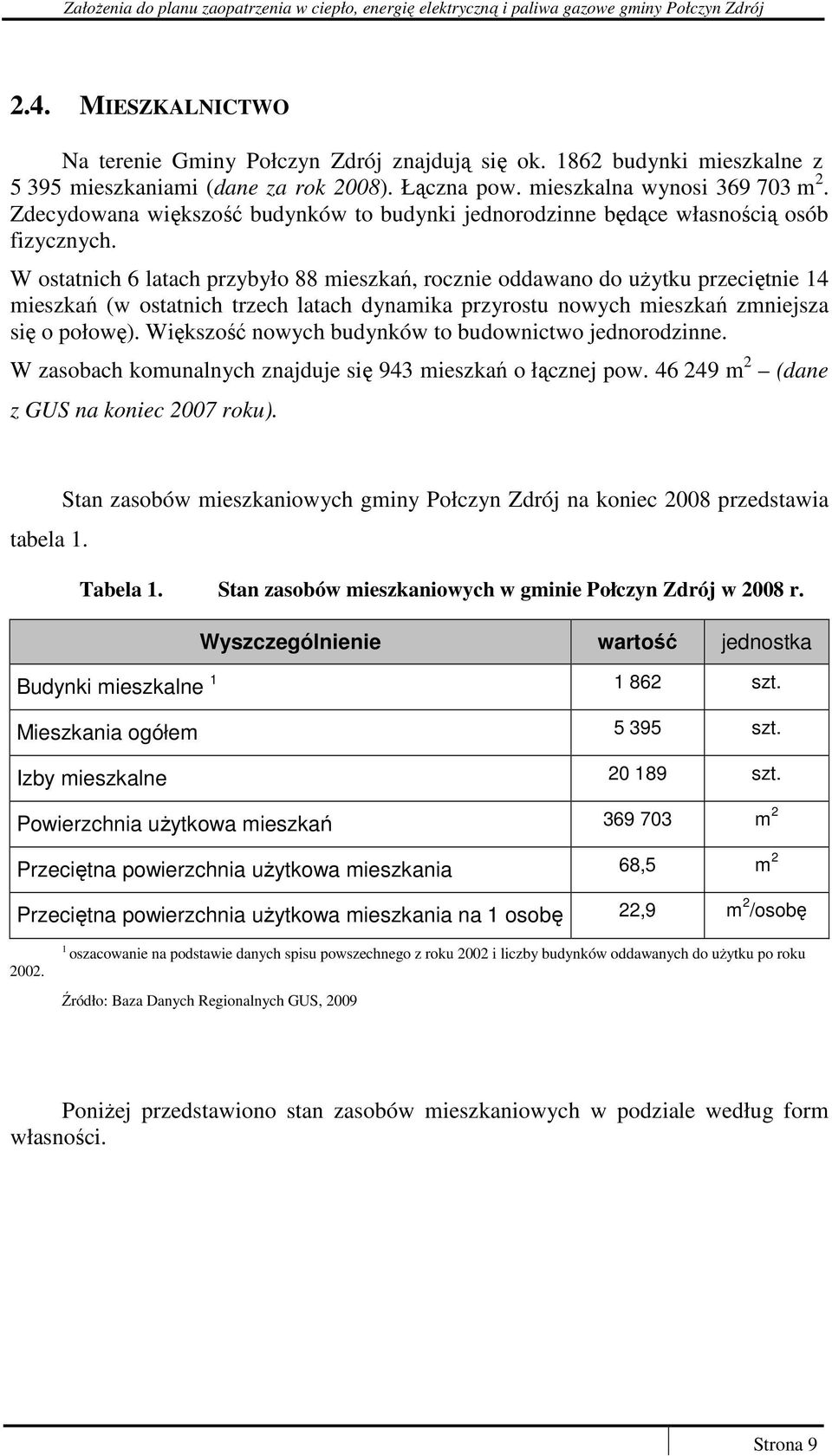 W ostatnich 6 latach przybyło 88 mieszkań, rocznie oddawano do uŝytku przeciętnie 14 mieszkań (w ostatnich trzech latach dynamika przyrostu nowych mieszkań zmniejsza się o połowę).