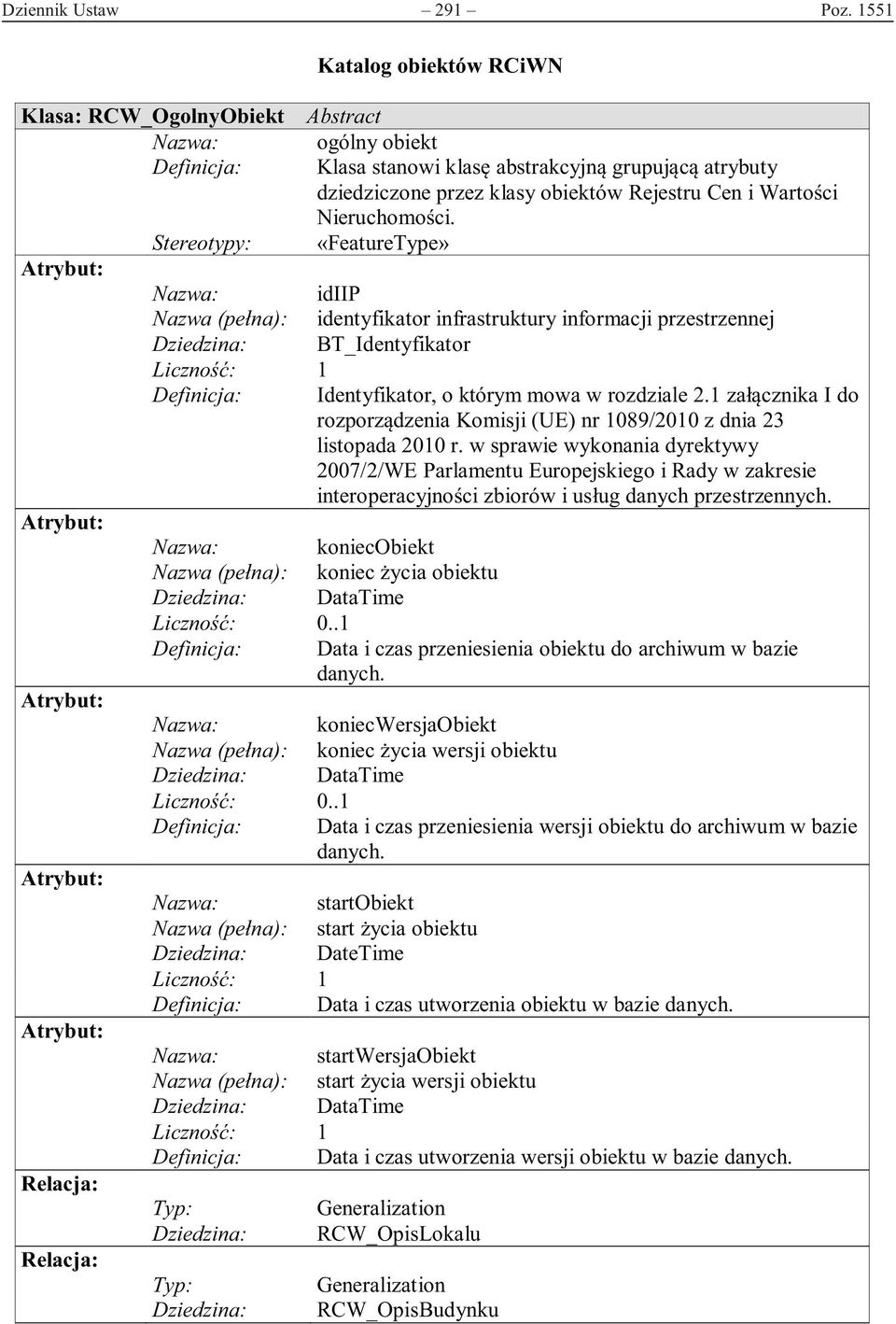 obiektów RCiWN Abstract ogólny obiekt idiip Dziedzina: : 1