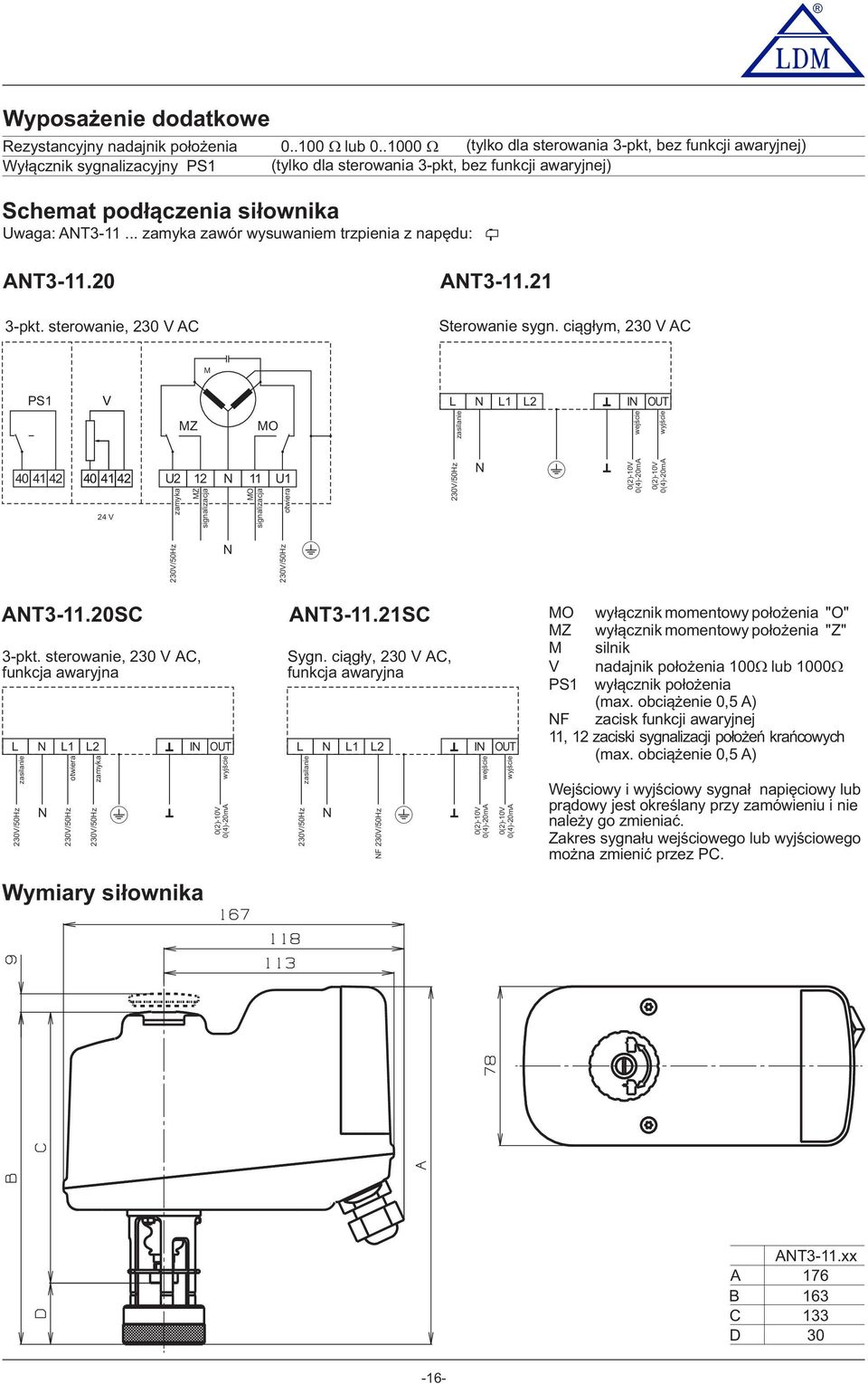 .. zamyka zawór wysuwaniem trzpienia z napędu: ANT3-11. 20 3-pkt. sterwanie, 230 V AC ANT3-11. 21 Sterwanie sygn.