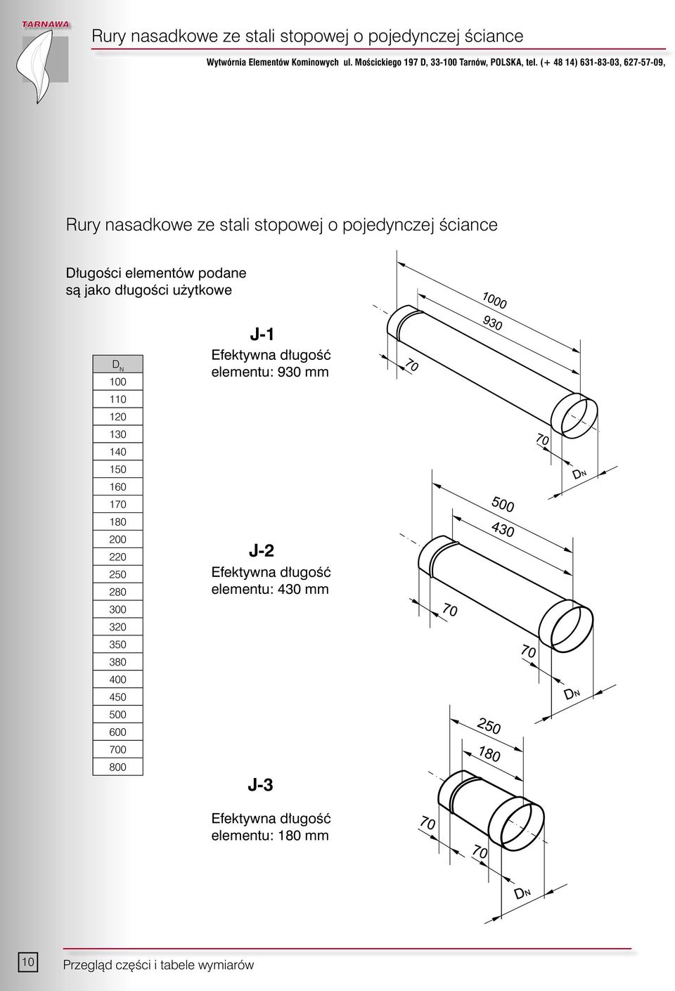 (+ 48 14) 631-83-03, 627-57-09, Rury nasadkowe ze stali stopowej o pojedynczej Êciance D ugoêci elementów podane sà jako d ugoêci