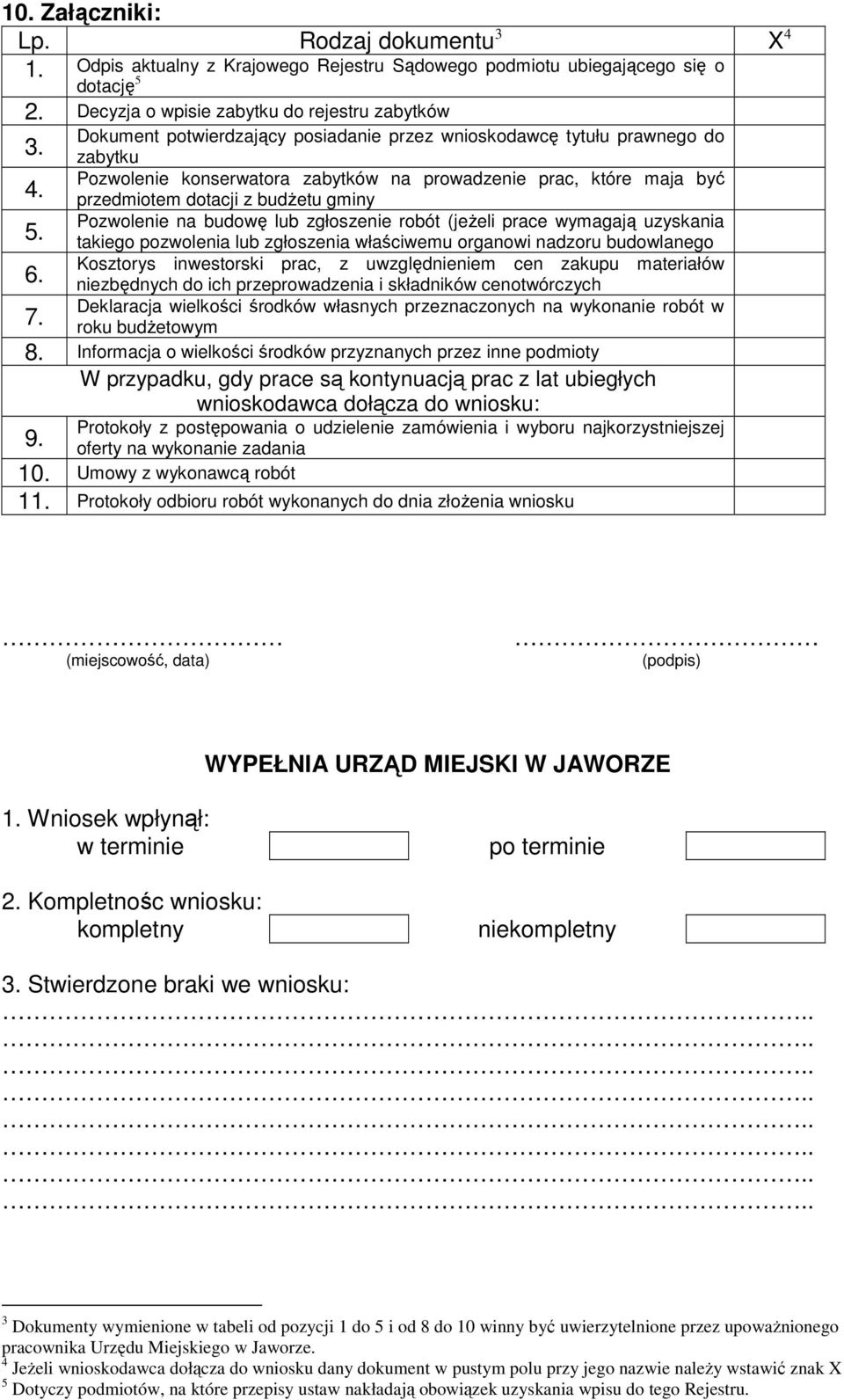 zabytku Pozwolenie konserwatora zabytków na prowadzenie prac, które maja być 4. przedmiotem dotacji z budŝetu gminy Pozwolenie na budowę lub zgłoszenie robót (jeŝeli prace wymagają uzyskania 5.