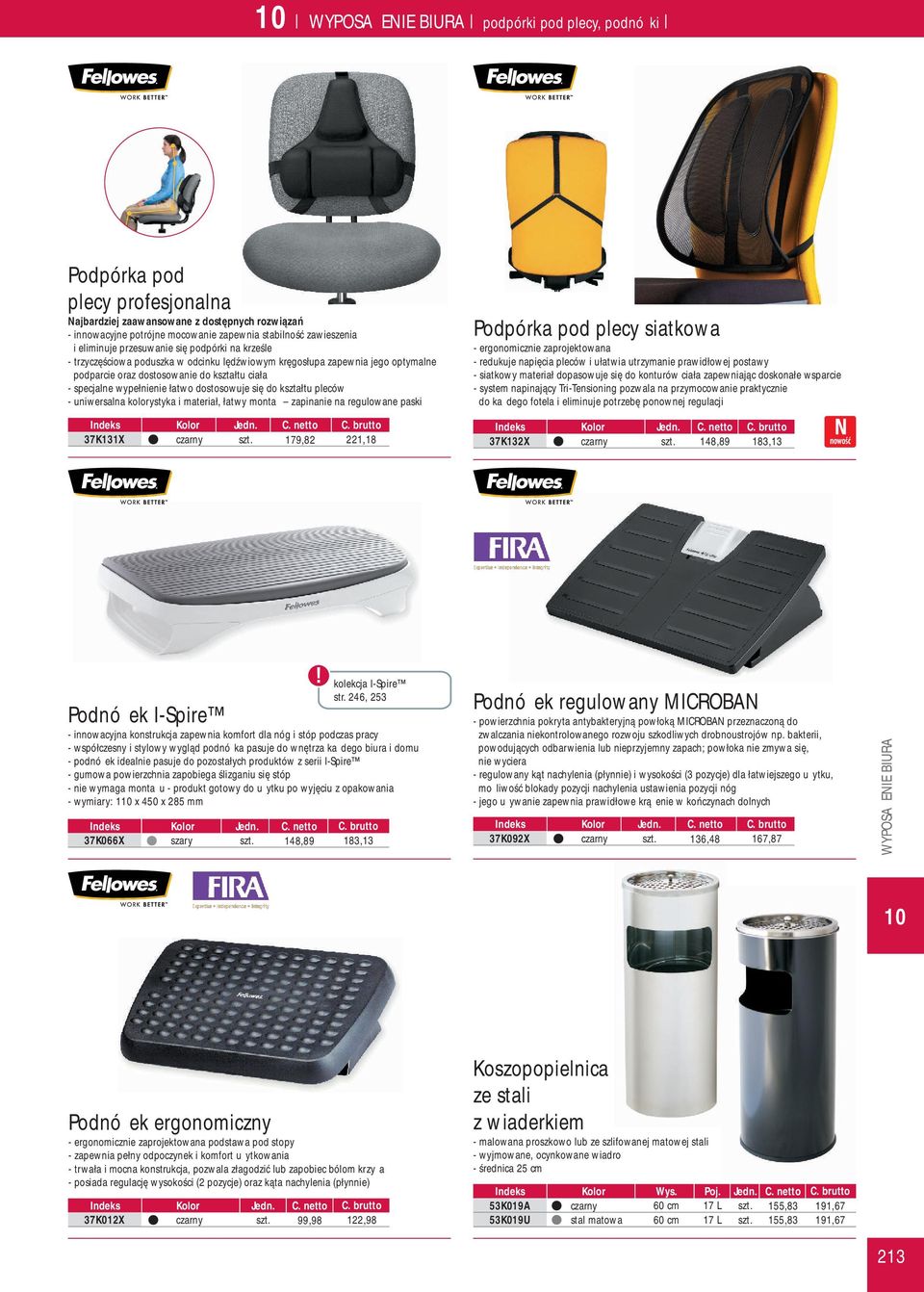 kształtu pleców - uniwersalna kolorystyka i materiał, łatwy montaż zapinanie na regulowane paski Kolor Jedn. C. netto C.