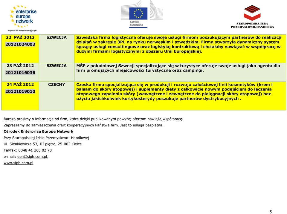 23 PAŹ 2012 20121016036 MŚP z południowej Szwecji specjalizujące się w turystyce oferuje swoje usługi jako agenta dla firm promujących miejscowości turystyczne oraz campingi.