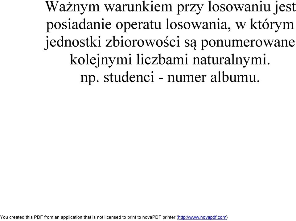 jednostki zbiorowości są ponumerowane