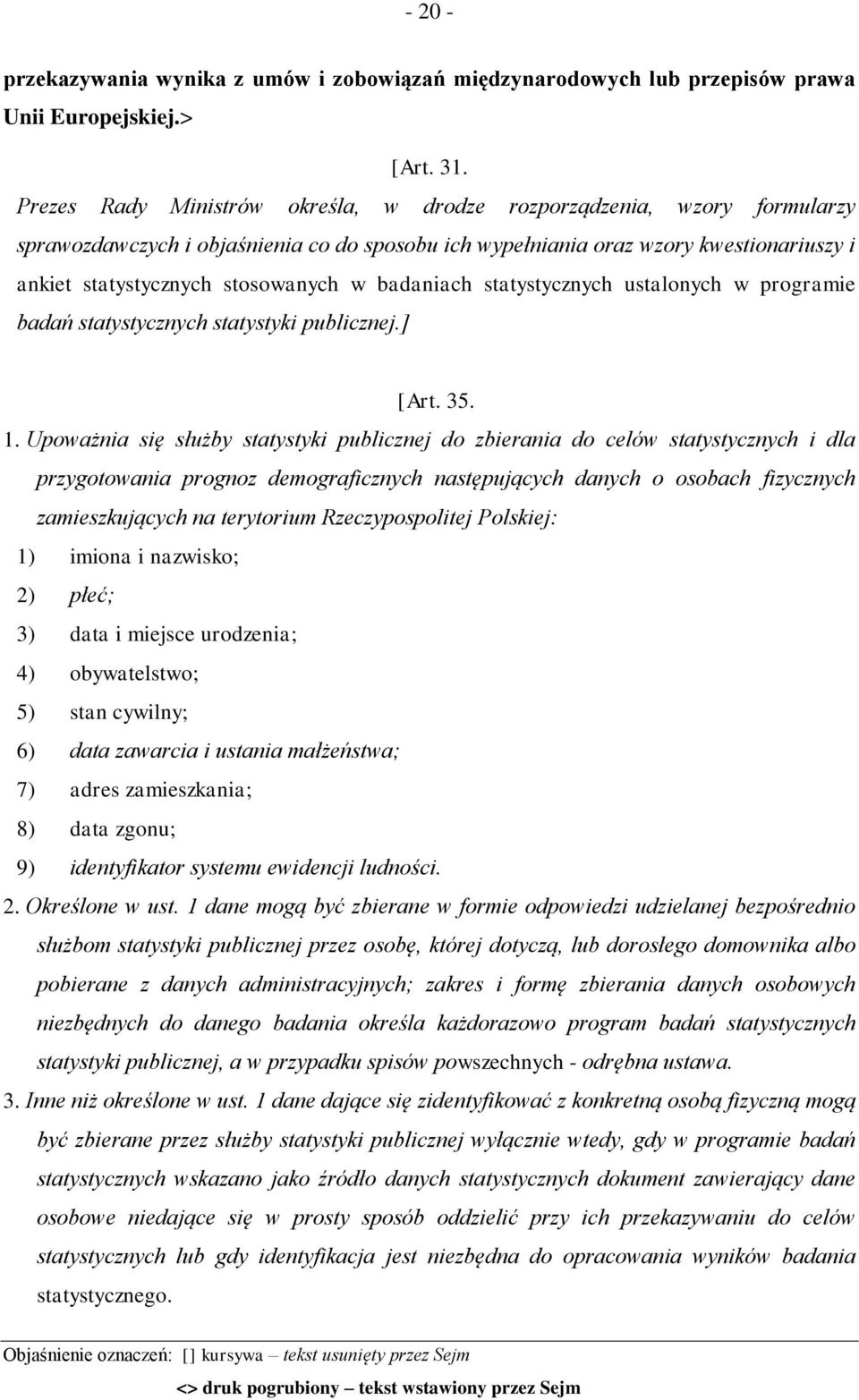 badaniach statystycznych ustalonych w programie badań statystycznych statystyki publicznej.] [Art. 35. 1.