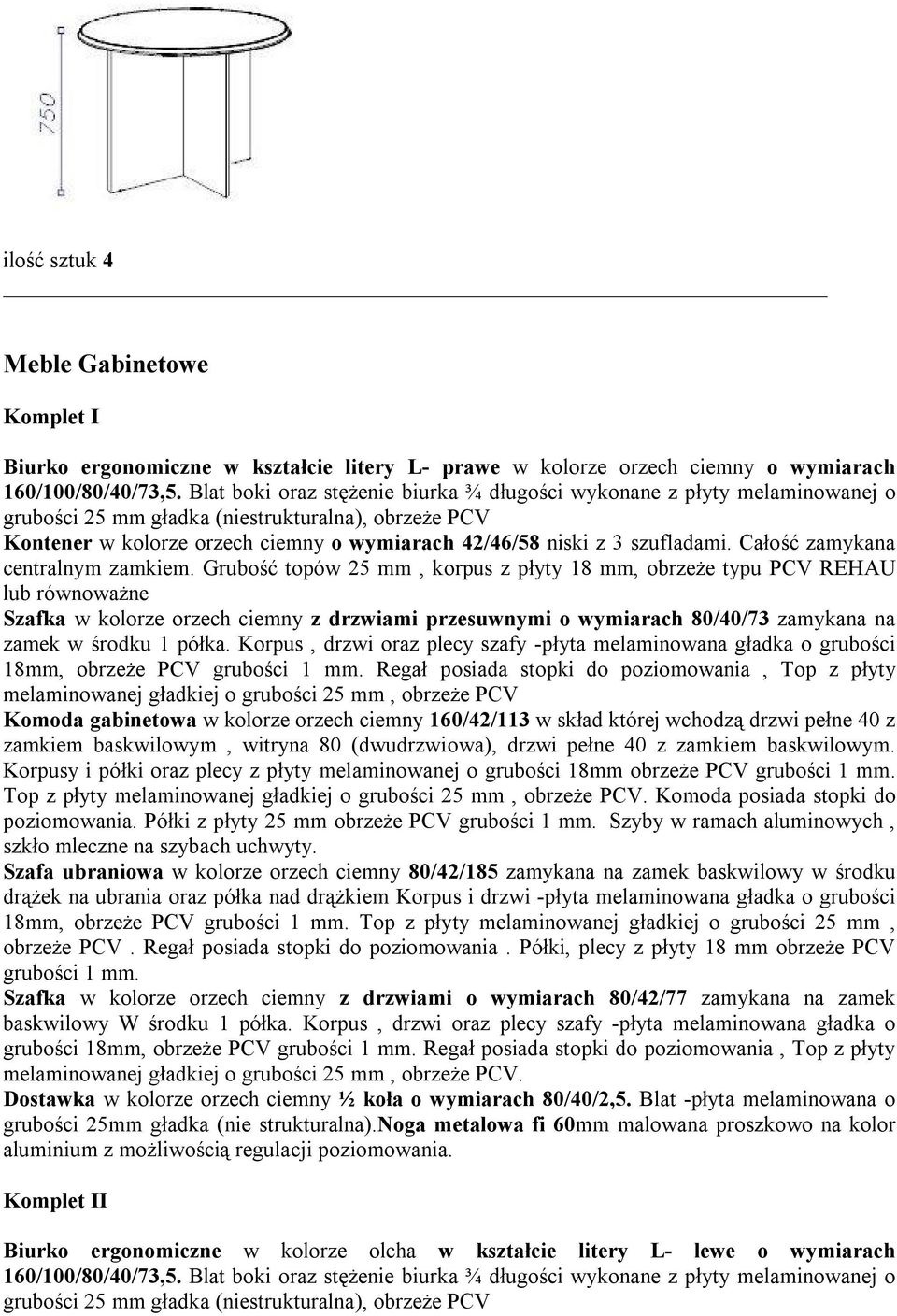 szufladami. Całość zamykana centralnym zamkiem.