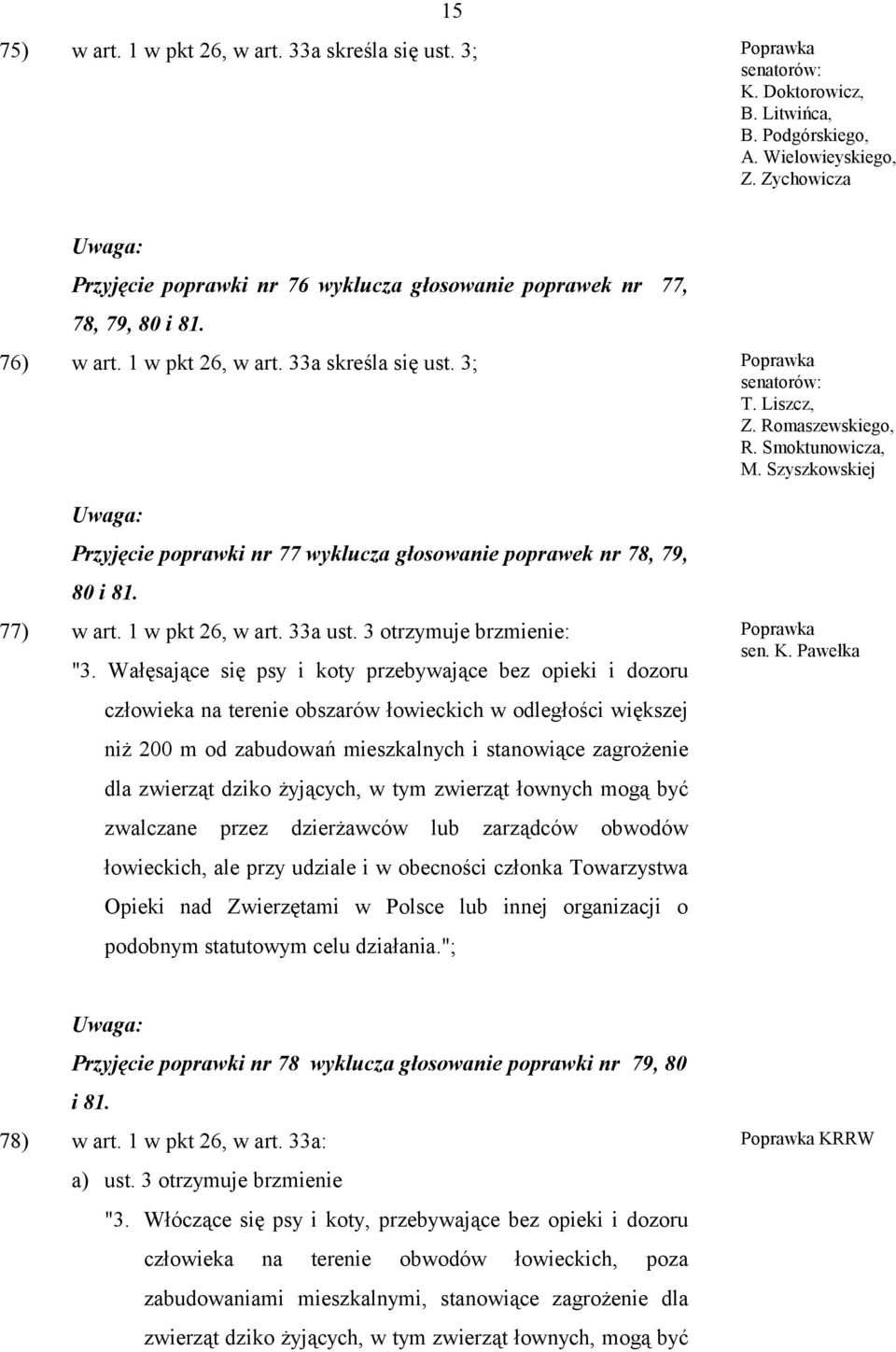 Wałęsające się psy i koty przebywające bez opieki i dozoru człowieka na terenie obszarów łowieckich w odległości większej niż 200 m od zabudowań mieszkalnych i stanowiące zagrożenie dla zwierząt