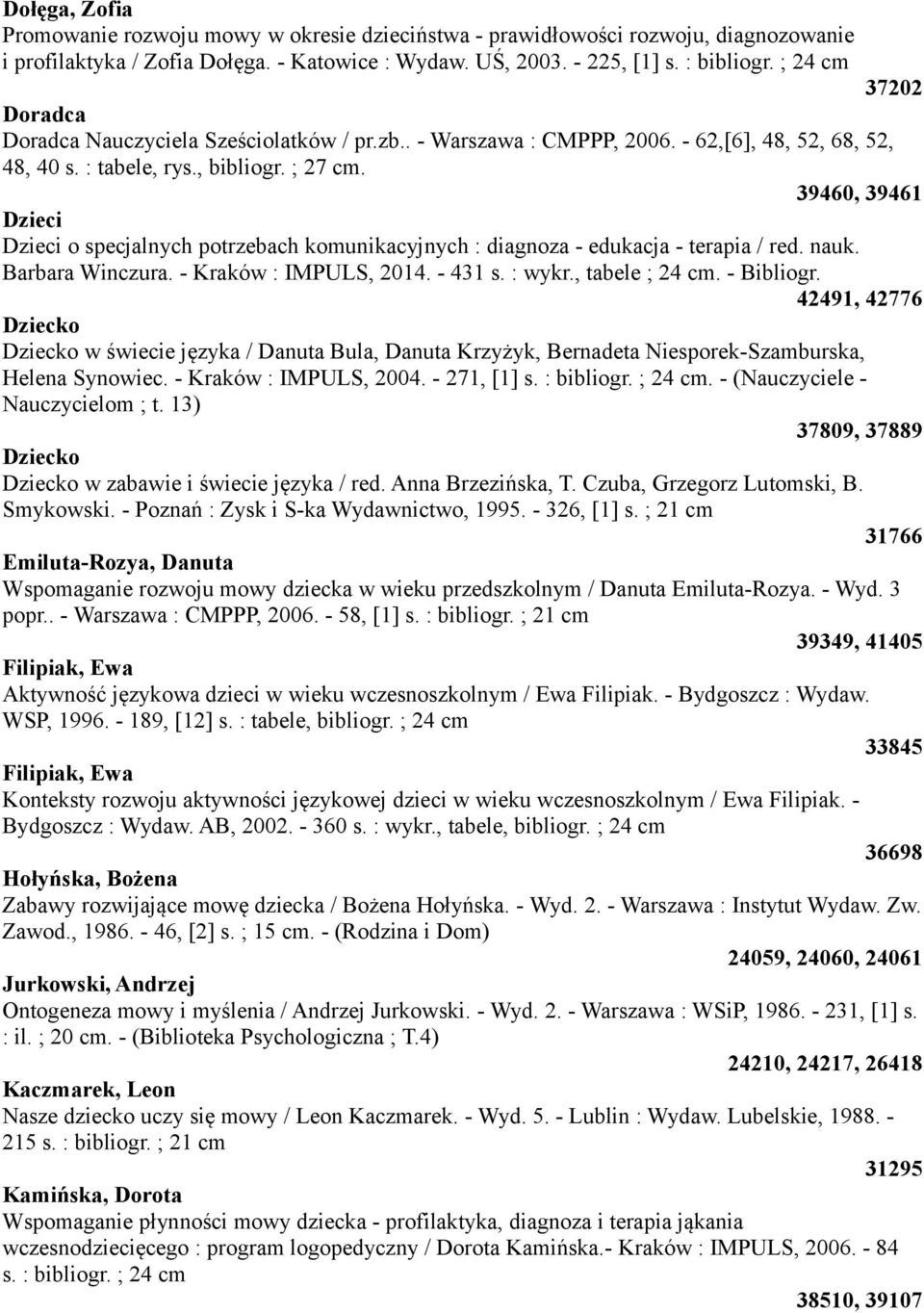 39460, 39461 Dzieci Dzieci o specjalnych potrzebach komunikacyjnych : diagnoza - edukacja - terapia / red. nauk. Barbara Winczura. - Kraków : IMPULS, 2014. - 431 s. : wykr., tabele ; 24 cm.