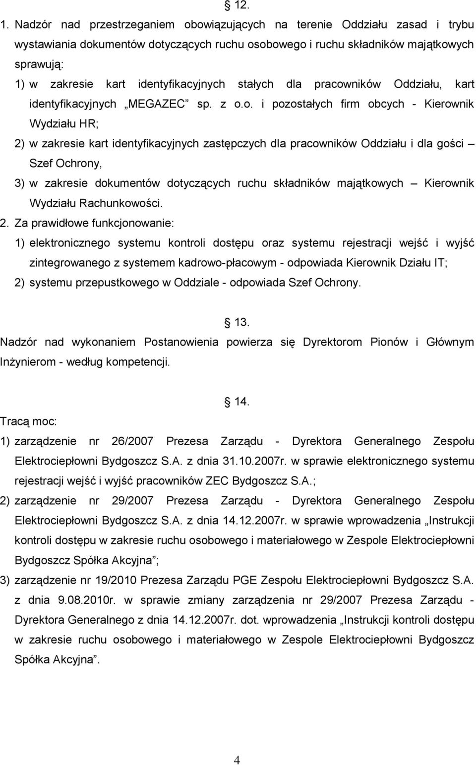 identyfikacyjnych stałych dla pracow