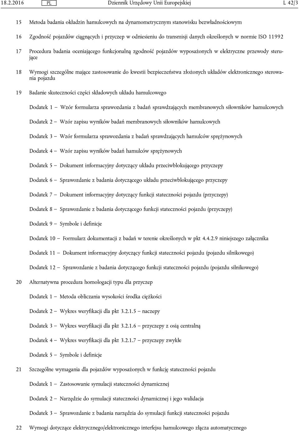 złożonych układów elektronicznego sterowania pojazdu 19 Badanie skuteczności części składowych układu hamulcowego Dodatek 1 Wzór formularza sprawozdania z badań sprawdzających membranowych siłowników