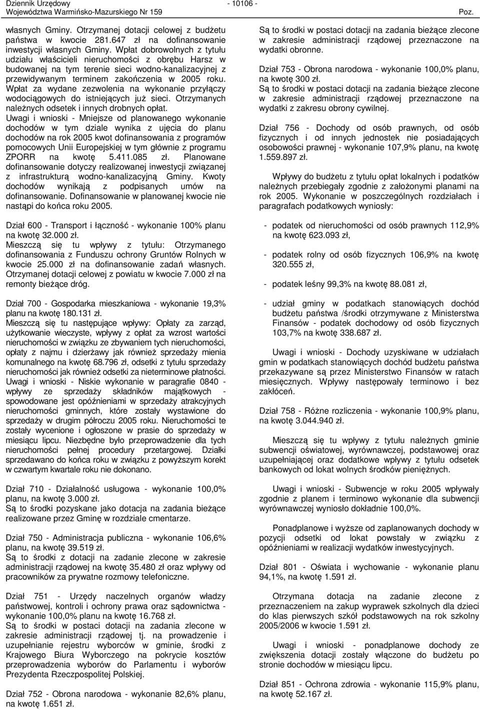 Wpłat za wydane zezwolenia na wykonanie przyłączy wodociągowych do istniejących juŝ sieci. Otrzymanych naleŝnych odsetek i innych drobnych opłat.