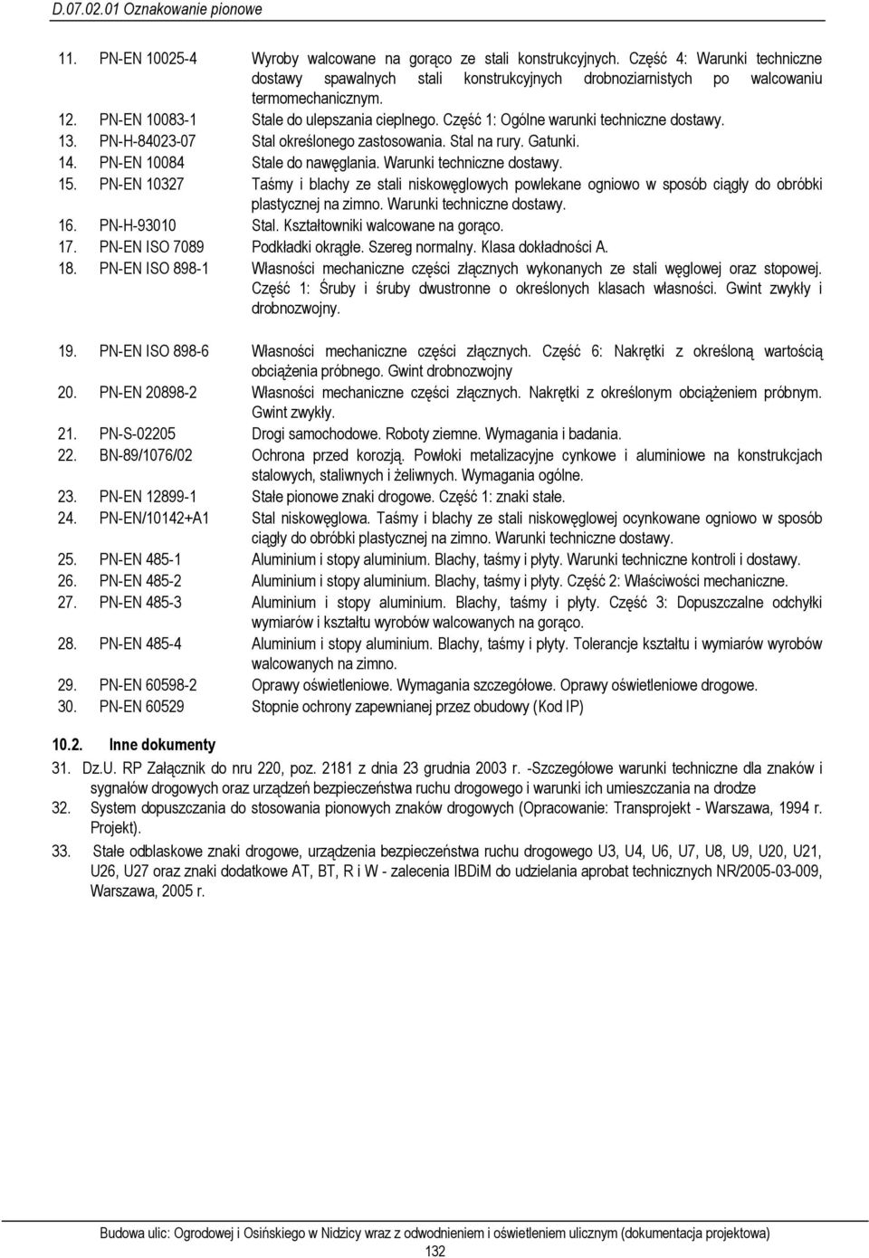 Warunki techniczne dostawy. 15. PN-EN 10327 Taśmy i blachy ze stali niskowęglowych powlekane ogniowo w sposób ciągły do obróbki plastycznej na zimno. Warunki techniczne dostawy. 16. PN-H-93010 Stal.