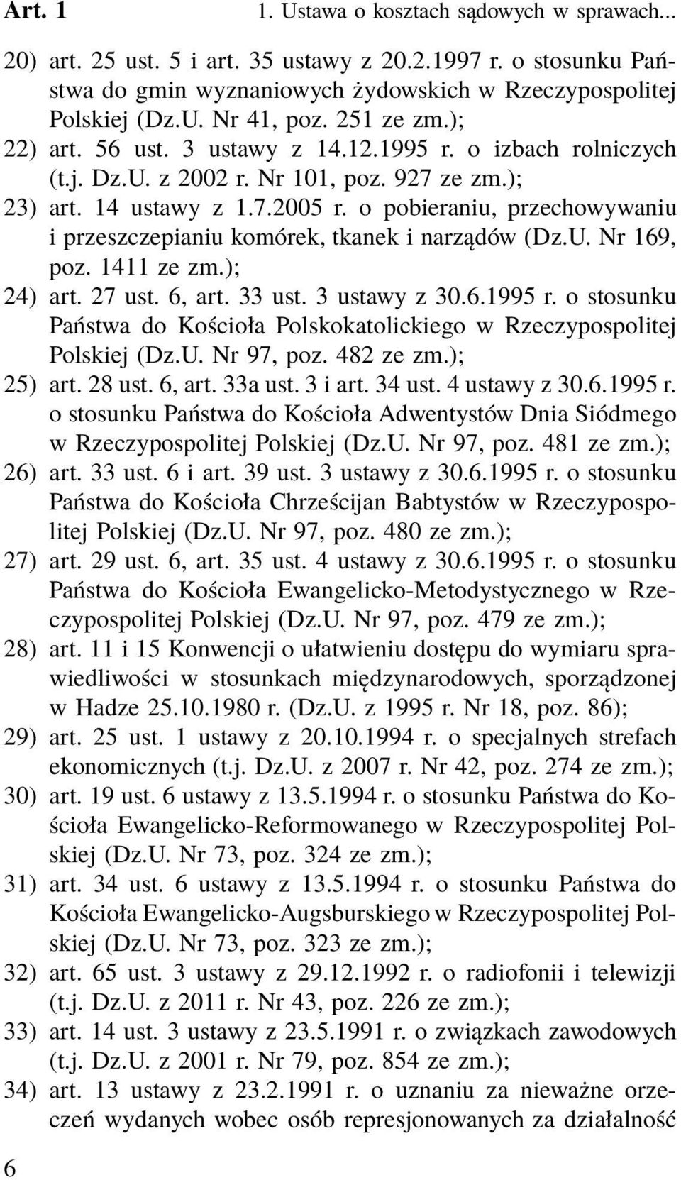 o pobieraniu, przechowywaniu i przeszczepianiu komórek, tkanek i narządów (Dz.U. Nr 169, poz. 1411 ze zm.); 24) art. 27 ust. 6, art. 33 ust. 3 ustawy z 30.6.1995 r.