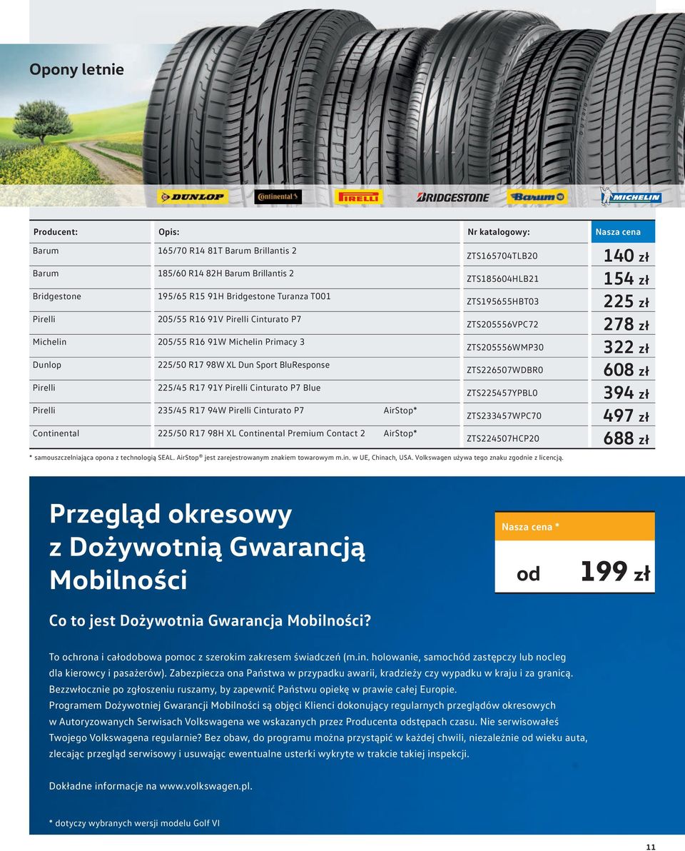 ZTS226507WDBR0 Pirelli 225/45 R17 91Y Pirelli Cinturato P7 Blue ZTS225457YPBL0 Pirelli 235/45 R17 94W Pirelli Cinturato P7 AirStop* ZTS233457WPC70 Continental 225/50 R17 98H XL Continental Premium