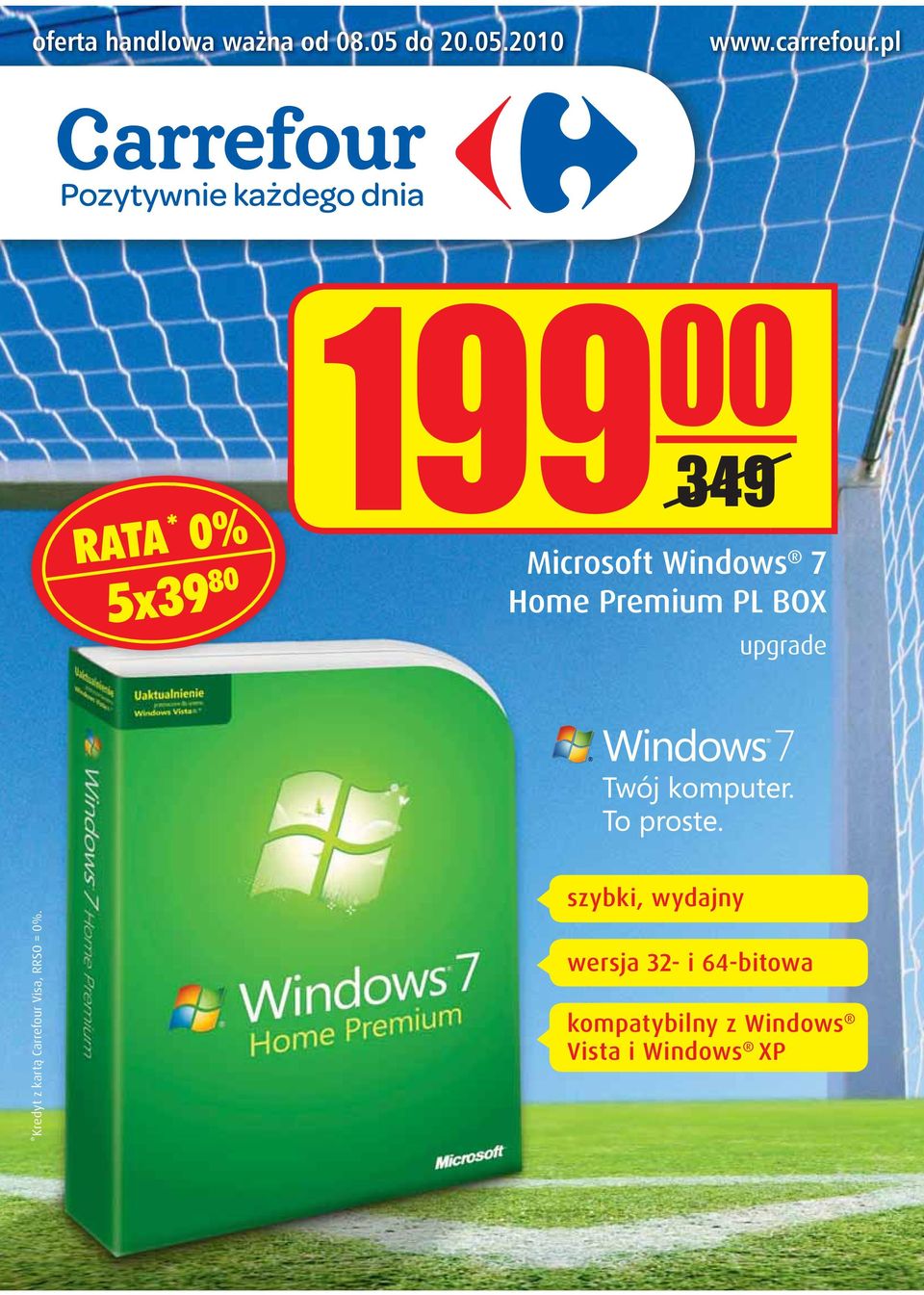 upgrade Kredyt z kartą Carrefour Visa, RRSO = 0%.