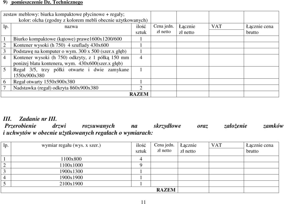 750) 4 szuflady 430x600 1 3 Podstawę na komputer o wym. 300 x 500 (szer.x głęb) 1 4 Kontener wysoki (h 750) odkryty, z 1 półką 150 mm 4 poniżej blatu kontenera, wym. 430x600(szer.