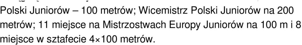 Polski Juniorów na 200 metrów; 11 miejsce na