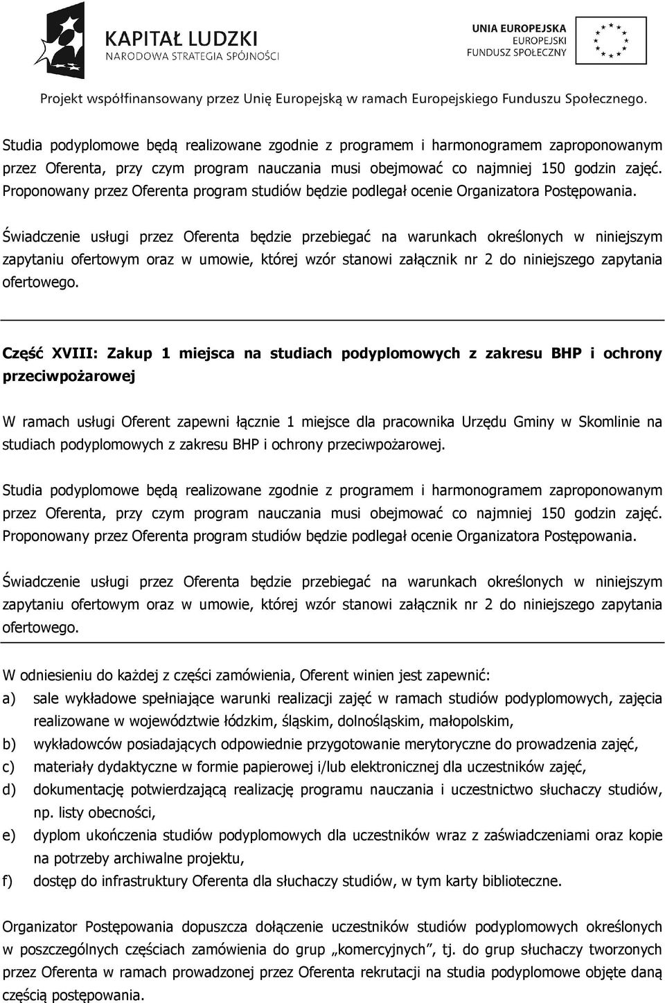 zakresu BHP i ochrony przeciwpożarowej.