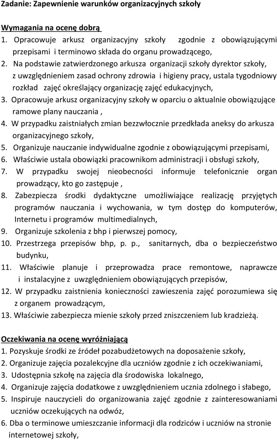 Na podstawie zatwierdzonego arkusza organizacji szkoły dyrektor szkoły, z uwzględnieniem zasad ochrony zdrowia i higieny pracy, ustala tygodniowy rozkład zajęć określający organizację zajęć