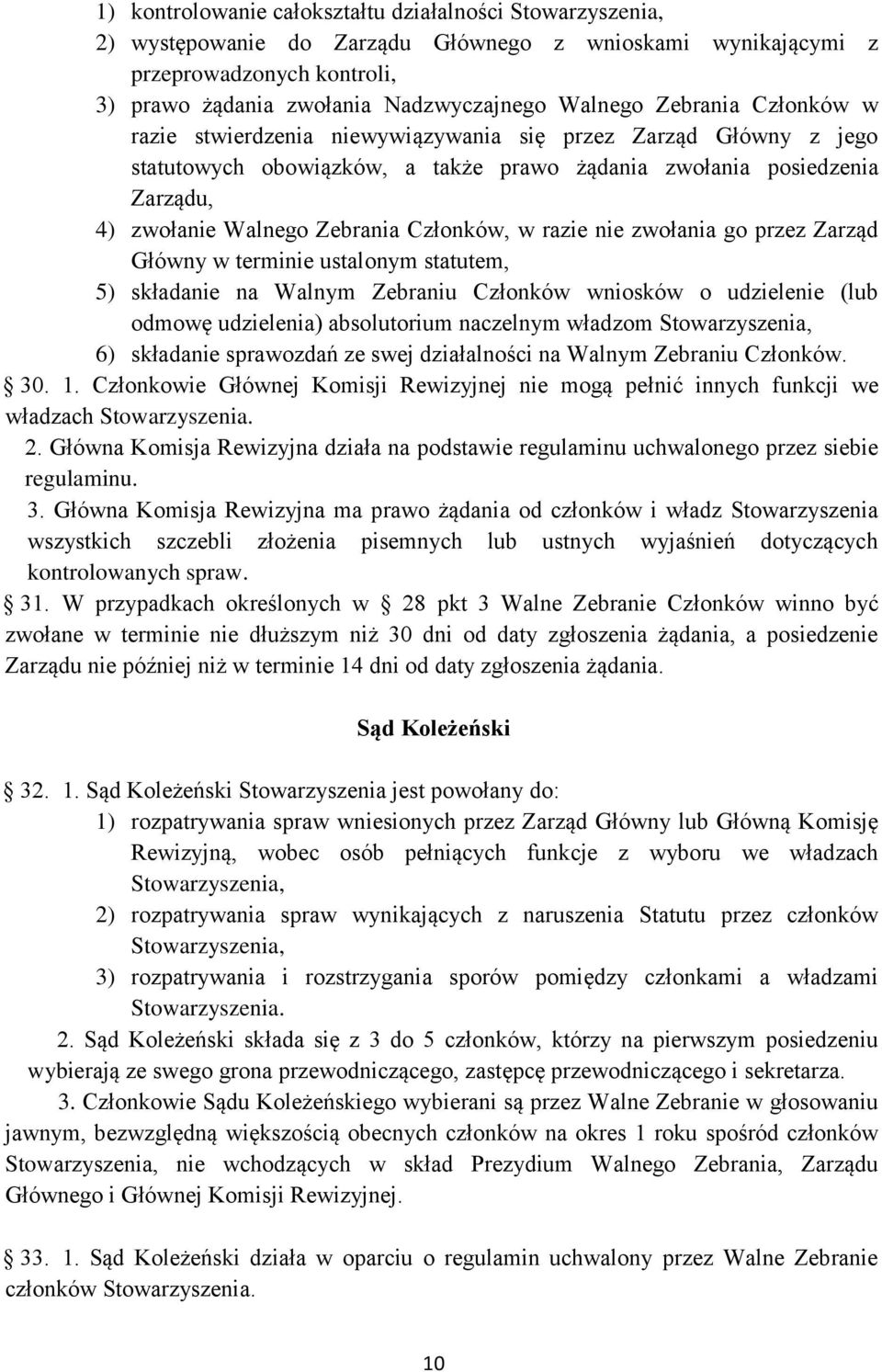 Członków, w razie nie zwołania go przez Zarząd Główny w terminie ustalonym statutem, 5) składanie na Walnym Zebraniu Członków wniosków o udzielenie (lub odmowę udzielenia) absolutorium naczelnym