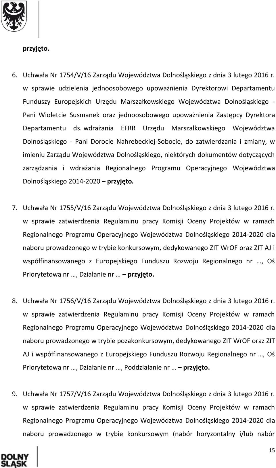 upoważnienia Zastępcy Dyrektora Departamentu ds.