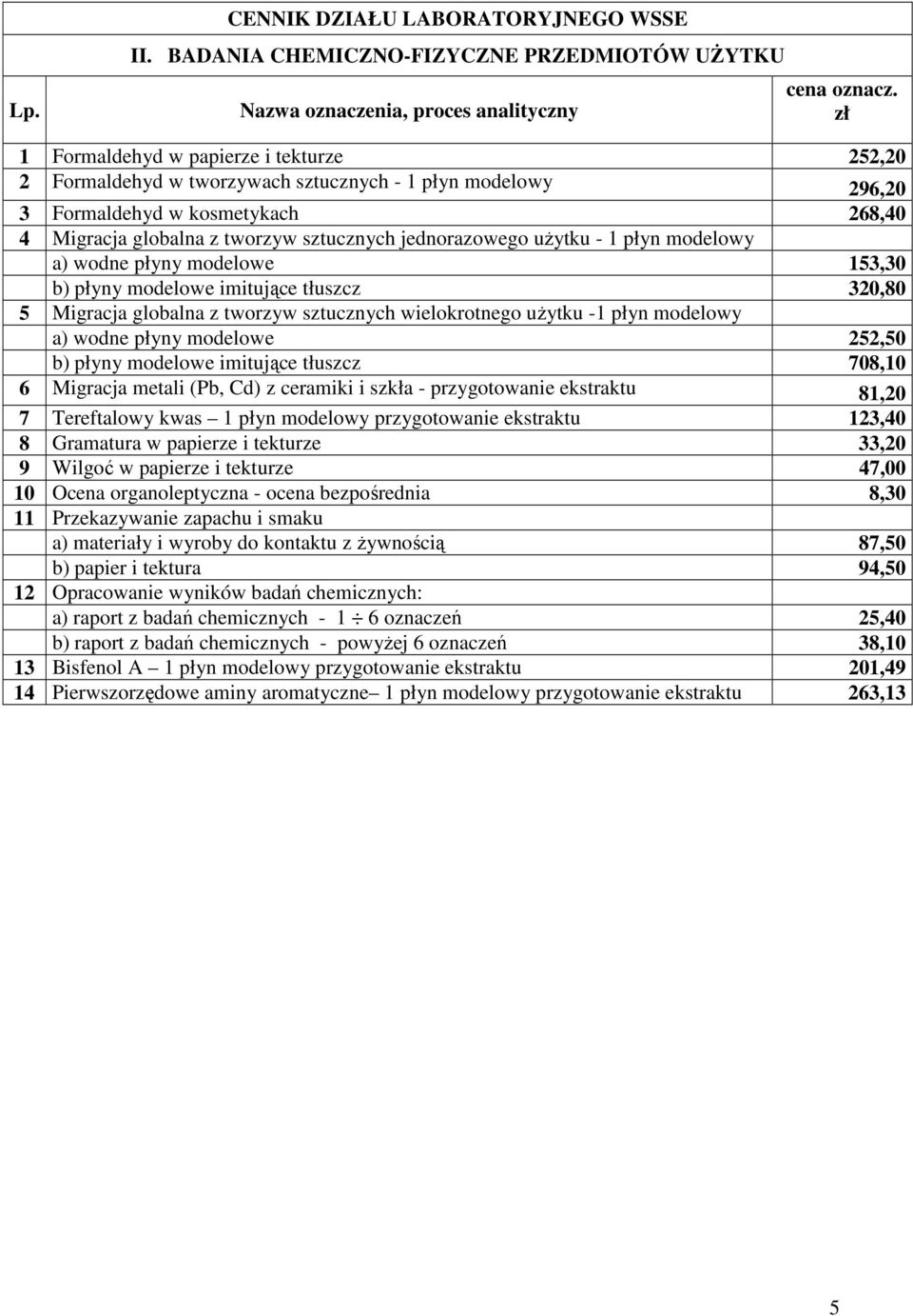 użytku - 1 płyn modelowy a) wodne płyny modelowe 153,30 b) płyny modelowe imitujące tłuszcz 320,80 5 Migracja globalna z tworzyw sztucznych wielokrotnego użytku -1 płyn modelowy a) wodne płyny