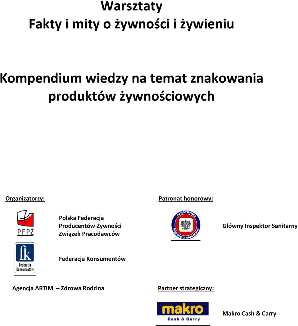 Federacja Producentów Żywności Związek Pracodawców Główny Inspektor Sanitarny