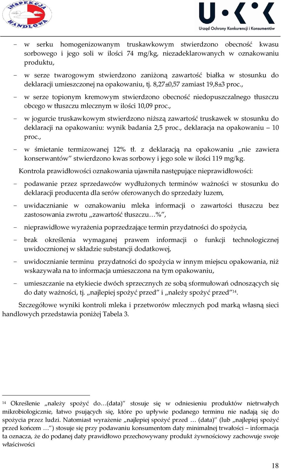 , - w serze topionym kremowym stwierdzono obecność niedopuszczalnego tłuszczu obcego w tłuszczu mlecznym w ilości 10,09 proc.