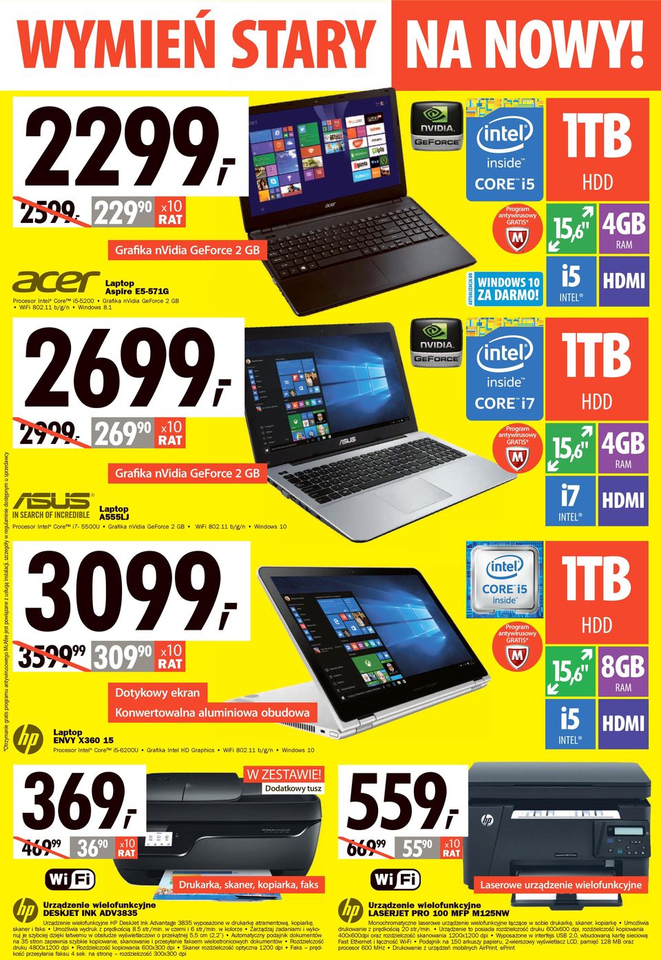 Core i7-5500u Graﬁka nvidia GeForce 2 GB WiFi 802.