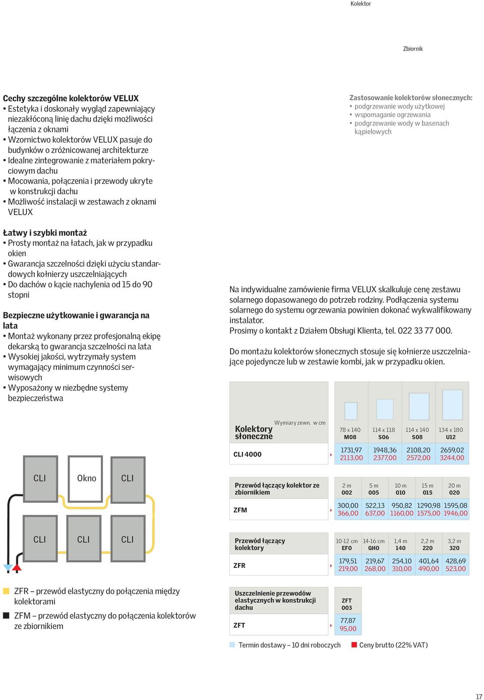 Łatwy i szybki montaż Prosty montaż na łatach, jak w przypadku okien Gwarancja szczelności dzięki użyciu standardowych kołnierzy uszczelniających Do dachów o kącie nachylenia od 15 do 90 stopni