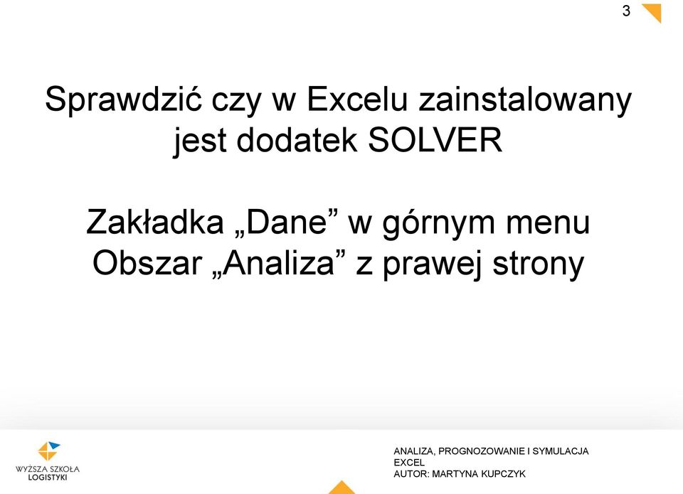SOLVER Zakładka Dane w