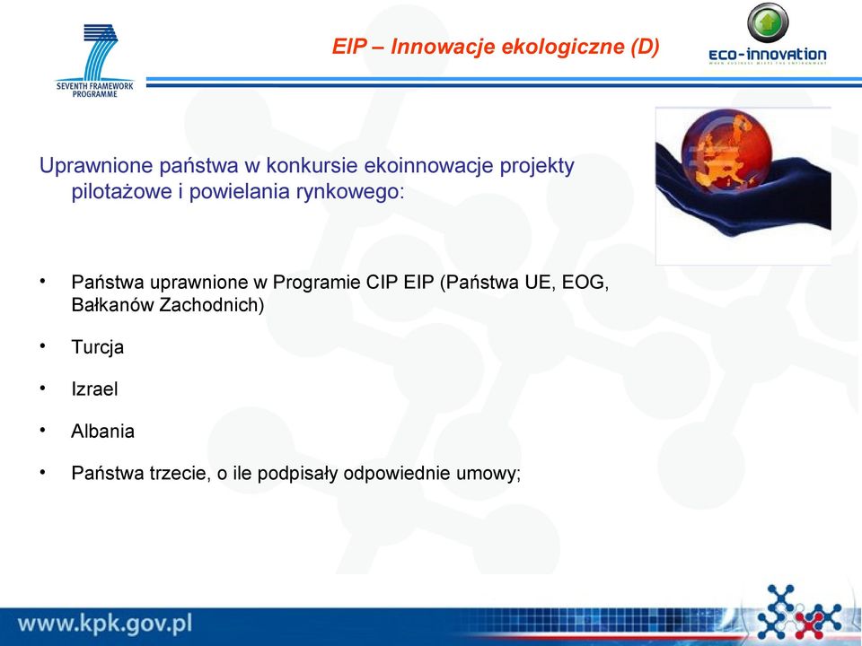 Programie CIP EIP (Państwa UE, EOG, Bałkanów Zachodnich)
