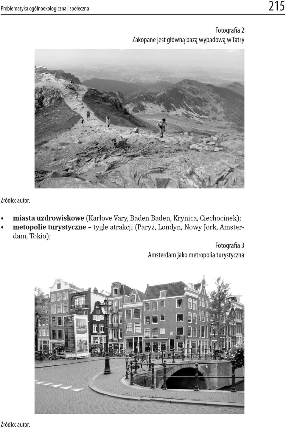 miasta uzdrowiskowe (Karlove Vary, Baden Baden, Krynica, Ciechocinek); metopolie