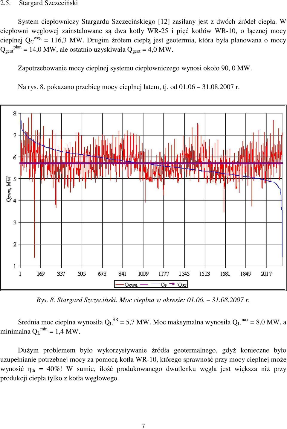 Drugim źrółem ciepłą jest geotermia, która była planowana o mocy Q geot plan = 14,0 MW, ale ostatnio uzyskiwała Q geot = 4,0 MW.