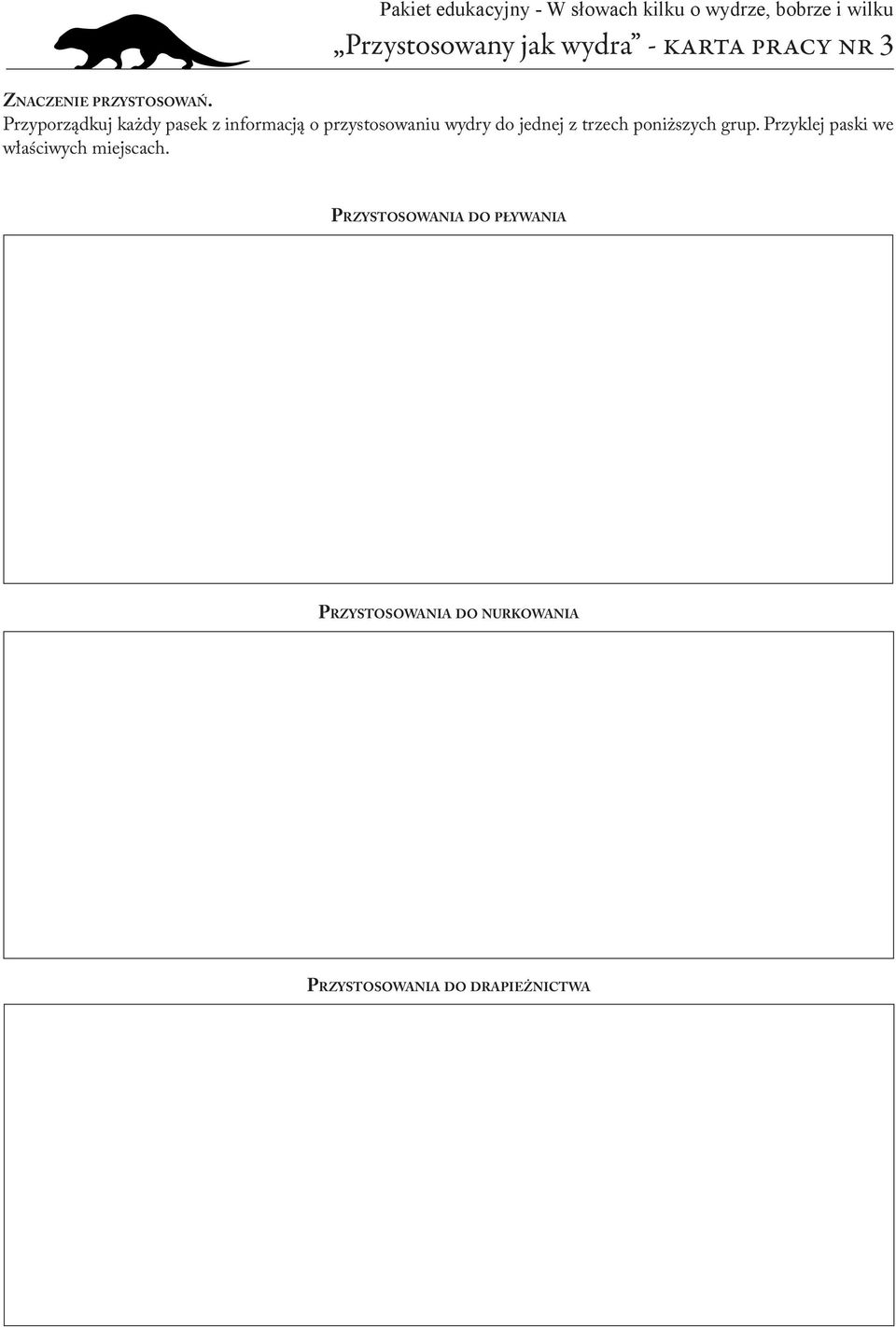 z trzech poniższych grup. Przyklej paski we właściwych miejscach.