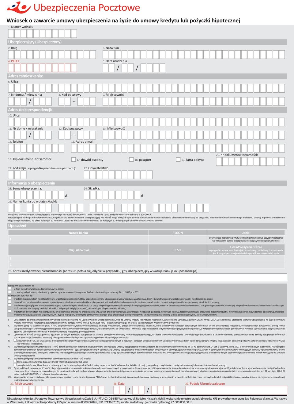 Miejscowość 16. Typ dokumentu tożsamości: 21. Kod kraju (w przypadku przedstawienia paszportu): 17. dowód osobisty 18. paszport 19. karta pobytu 22. Obywatelstwo: 20.