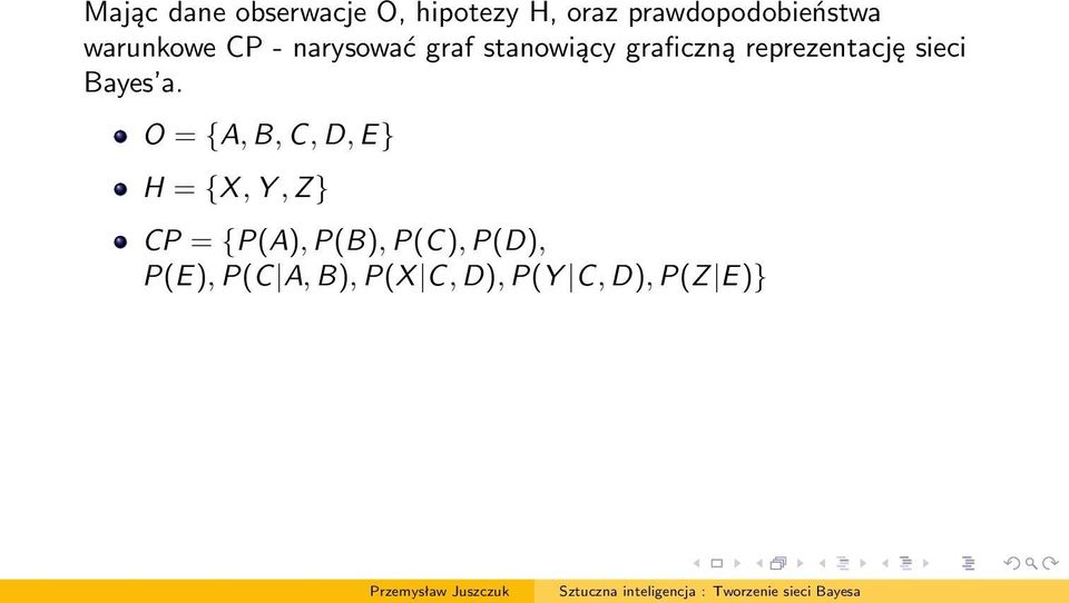 reprezentację sieci Bayes a.