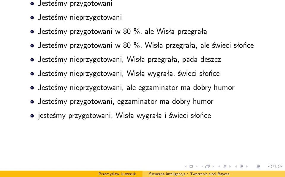 deszcz Jesteśmy nieprzygotowani, Wisła wygrała, świeci słońce Jesteśmy nieprzygotowani, ale egzaminator ma