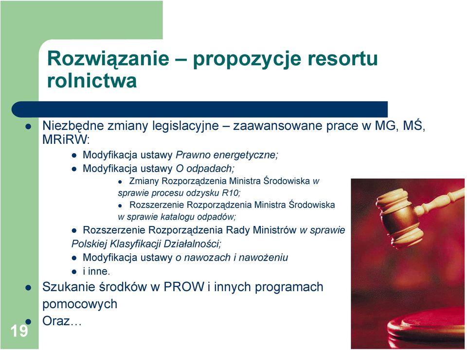 Rozszerzenie Rozporządzenia Ministra Środowiska w sprawie katalogu odpadów; Rozszerzenie Rozporządzenia Rady Ministrów w sprawie