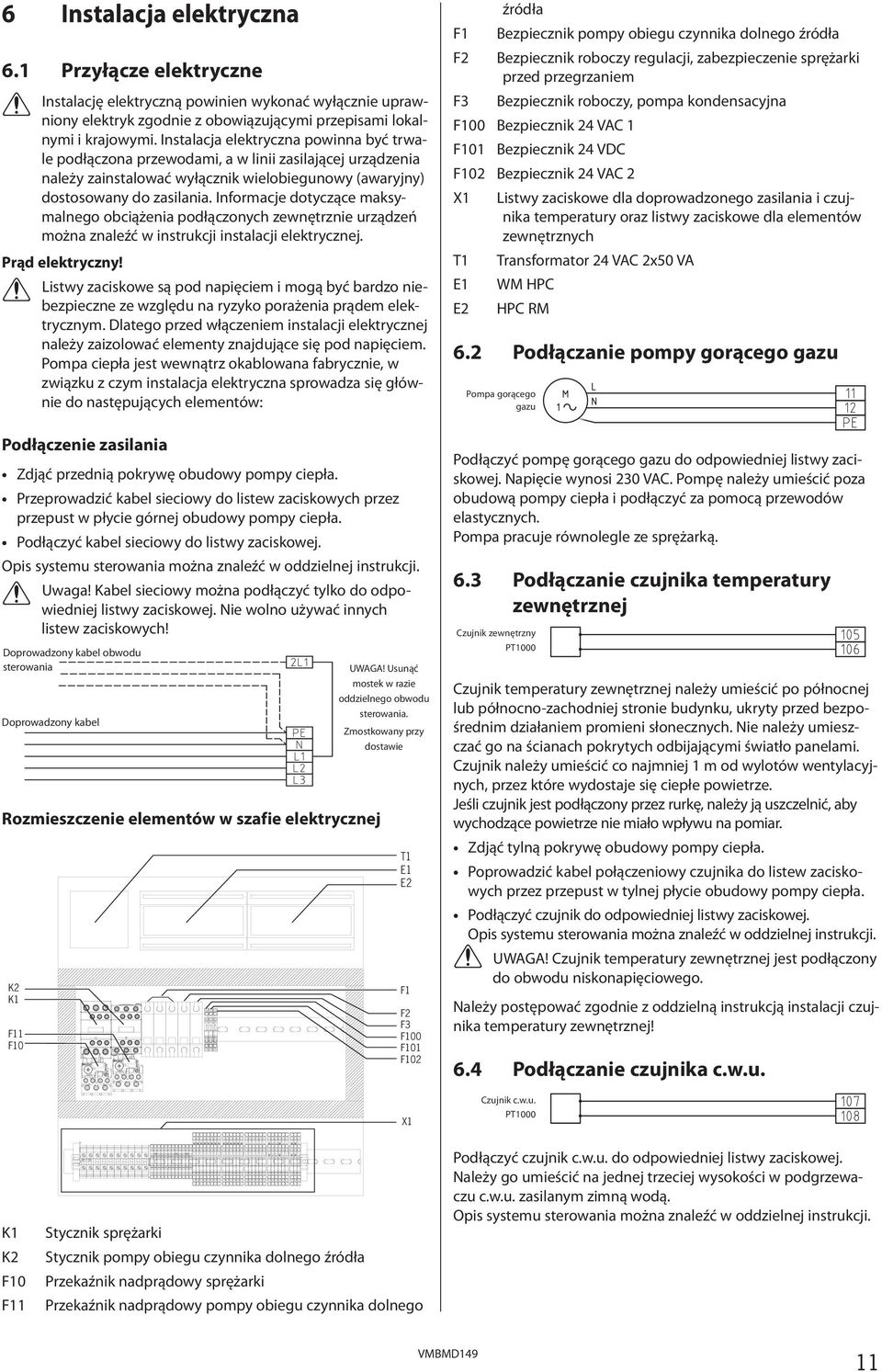 Informacje dotyczące maksymalnego obciążenia podłączonych zewnętrznie urządzeń można znaleźć w instrukcji instalacji elektrycznej. Prąd elektryczny!