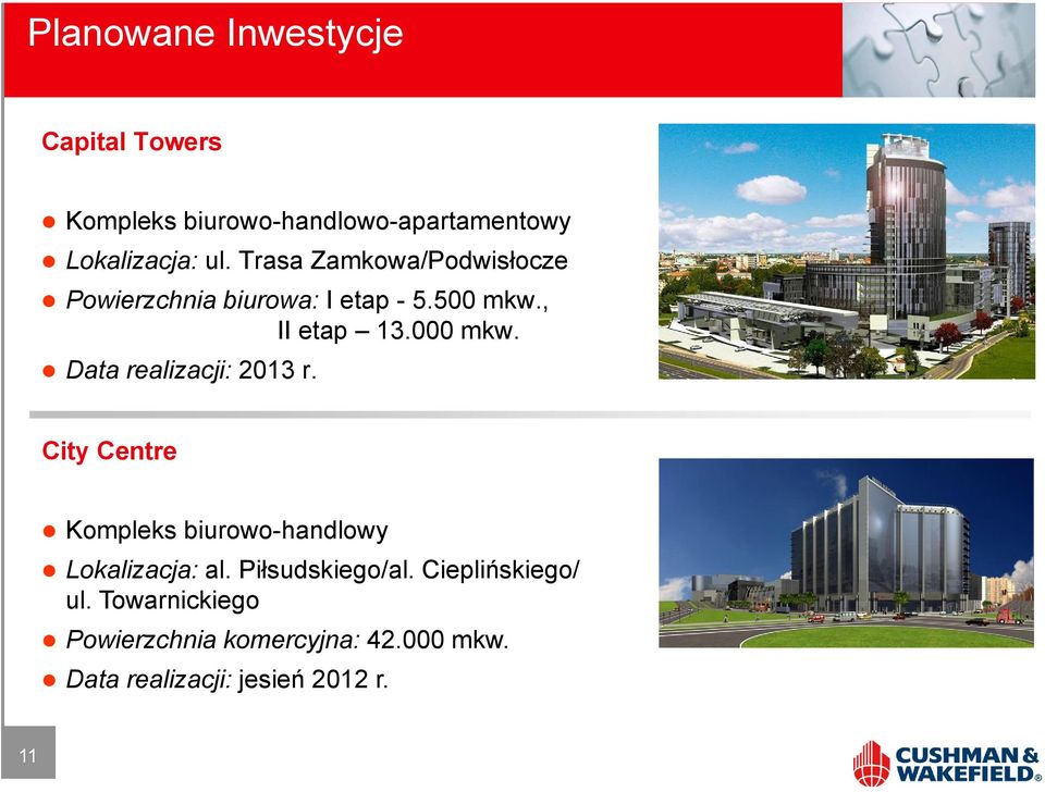 Data realizacji: 2013 r. City Centre Kompleks biurowo-handlowy Lokalizacja: al. Piłsudskiego/al.