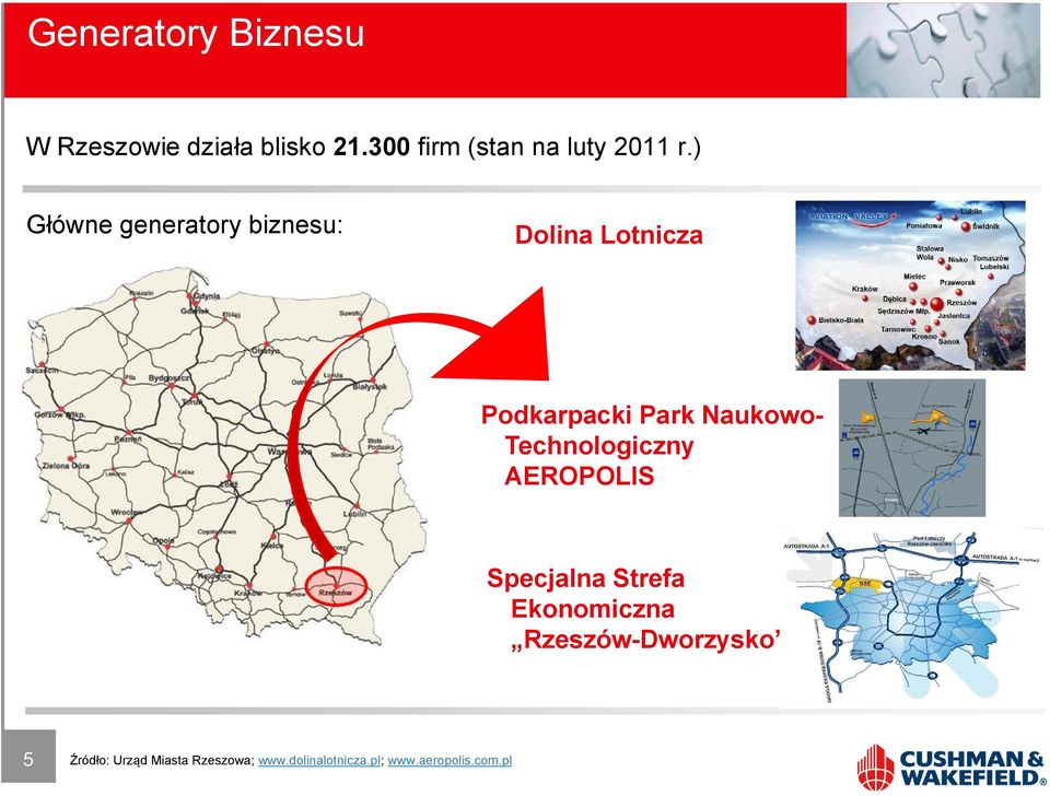 ) Główne generatory biznesu: Dolina Lotnicza Podkarpacki Park Naukowo-