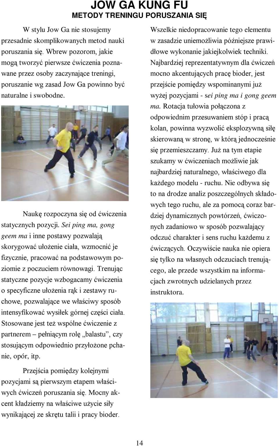 Naukę rozpoczyna się od ćwiczenia statycznych pozycji.
