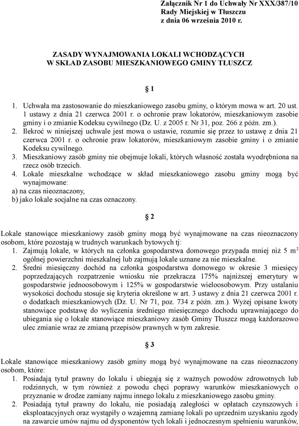 o ochronie praw lokatorów, mieszkaniowym zasobie gminy i o zmianie Kodeksu cywilnego (Dz. U. z 20