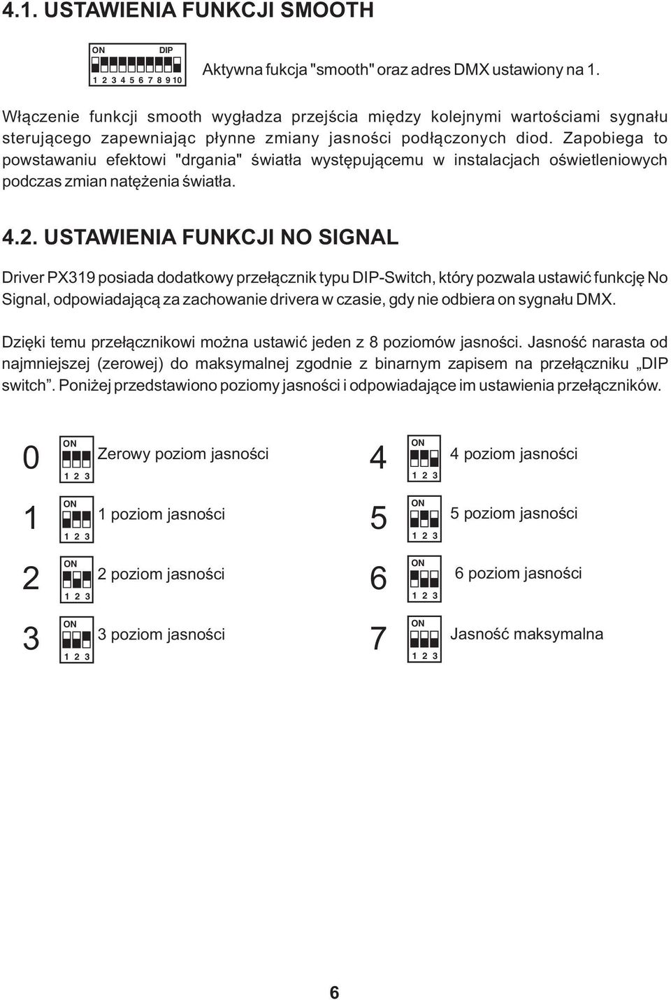 Zapobiega to powstawaniu efektowi "drgania" światła występującemu w instalacjach oświetleniowych podczas zmian natężenia światła. 4.2.