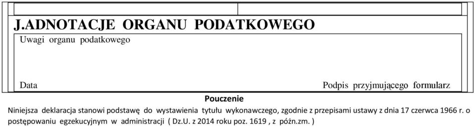 wystawienia tytułu wykonawczego, zgodnie z przepisami ustawy z dnia 17 czerwca