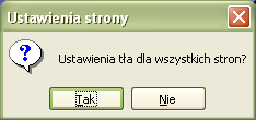 Zmiana tła Format->strona Zakładka tło: Potem